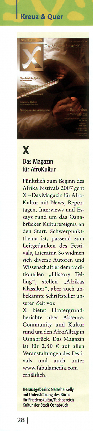 Artikel Africa Festival Zeitschrift